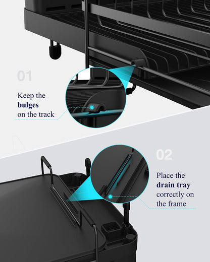 Extendable Dish Drying Rack, 19.2"-26.7" L X 12.9" W, Black8