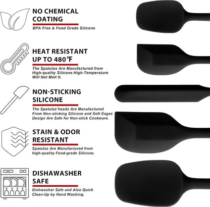 Silicone Spatula Set of 5 - Seamless One-Pieces Design, Non-Stick Rubber Spatulas Kitchen Scraper Flexible for Easy Baking, Cooking, Scraping & Mixing, Heat Resistant & Dishwasher Safe7