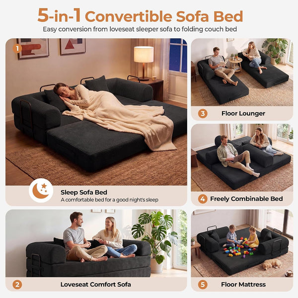 79" Convertible Futon Sofa Bed, Boneless Couch for Living Room3