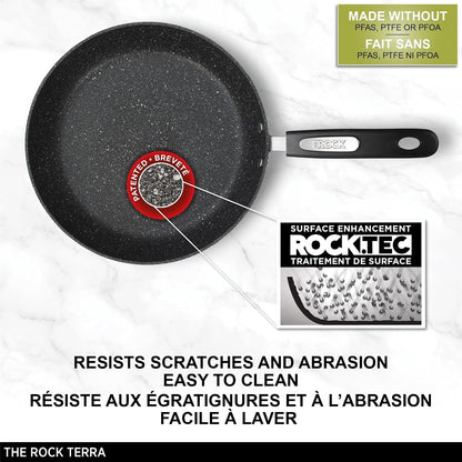 the Rock Terra 8" (20Cm) Ceramic Fry Pan, Pfas-Free, Black Marble | Pfas-Free Ceramic. Rock.Tec Durability. Even Heating. Easy to Clean. Ideal for Frying, Searing and Everyday Cooking.5
