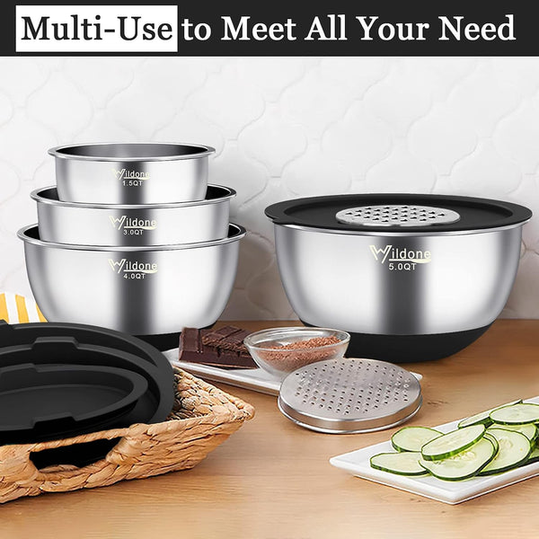 Mixing Bowls with Airtight Lids, Stainless Steel Mixing Bowls Set5