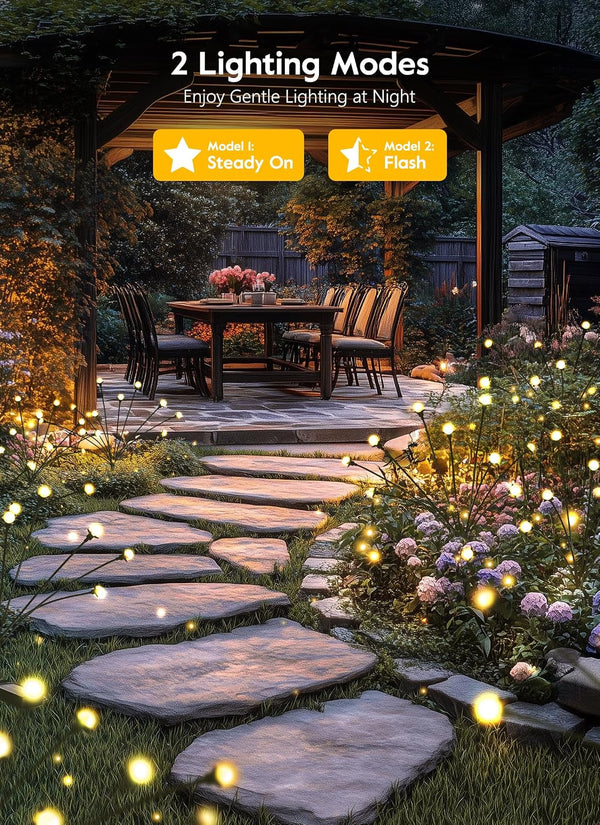 8 Pack Solar Garden Lights, 96 LED Firefly Lights, 2 Lighting Modes, Wind Sway IP65 Waterproof Outdoor Lights for Garden Yard Pathway Decor, Warm White5