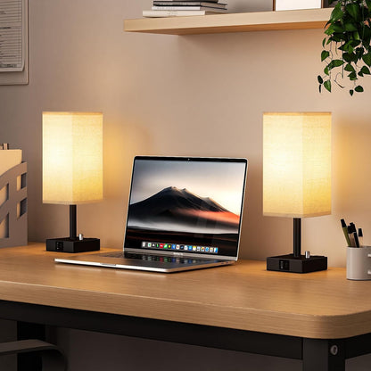 Bedside Table Lamps Set of 2 for Bedroom - Dimmable, USB C+A, 2 AC Outlets6