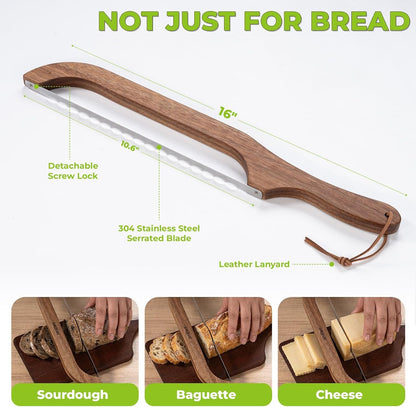 Sourdough Bread Knife,Bread Slicer for Homemade,Even Slicing | 15.7" Bread Slicer for Homemade Bread, Baguettes and More Cuts Thin,Bow Design Easy to Cutting Even Slices6