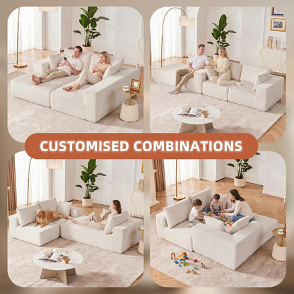 108" Boneless Couch with Chaise, Cloud Sectional Modular Sofa, Beige6