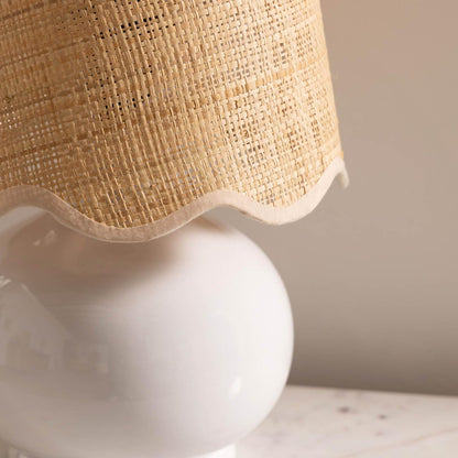 Benton Ceramic Table Lamp with Fabric Shade – 13" Bedside Accent Lamp for Bedroom, Living Room & Nightstand (White)2