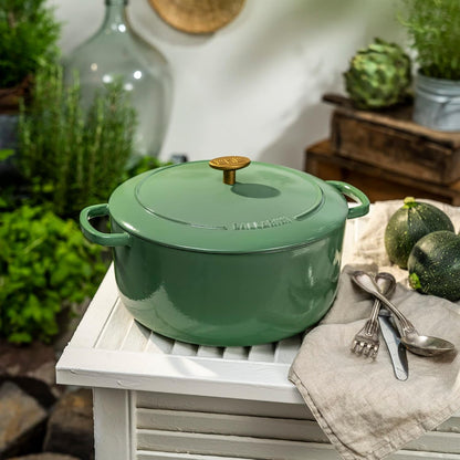 Bellamonte Cast Iron 7.5-Qt round Dutch Oven - Saggio Green4