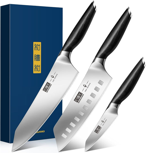 3-Piece Knife Set, Ultra Sharp Japanese Kitchen Chef Knife Set | High Carbon Powder Steel Kitchen Knife Set, Professional Cooking Knives Set with Ergonomic Pakkawood Handle, Excellent Gift1