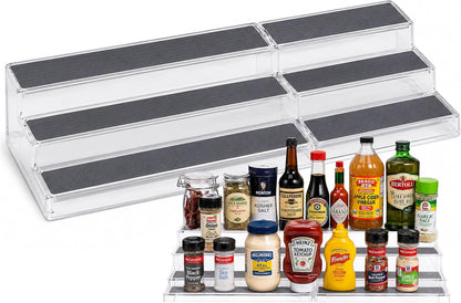 3-Tier Expandable Spice Rack Organizer for Cabinet, White/Grey1
