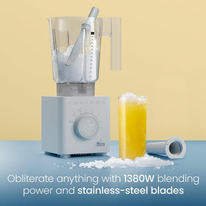 Obliterator 48 Oz Countertop Blender for Smoothies, 1380W Motor to Crush Ice, Nuts, and Frozen Fruit with Stainless Steel Blade, Auto Blend Function, Includes Tamper and Scraper - Concrete2