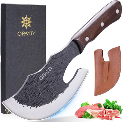 Butcher Meat Cutting Cleaver Knifes Hand Forged Viking Cleaver with Cover Meat Bone Kitchen Knifes High Carbon Bone Choppe for Kitchen Outdoor Camping BBQ Men Gifts1