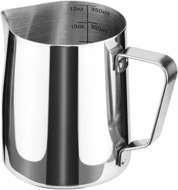 Stainless Steel Milk Frothing Pitcher Cappuccino Pitcher Pouring Jug Espresso Cup Creamer Cup for Latte Art, 12 Ounce (350 ML)1