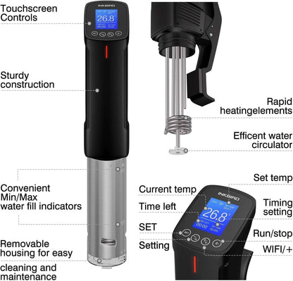 NKBIRD WIFI Sous Vide Cooker ISV-100W, 1000 Watts Fast-Heating W/Free APP | Sous Vide Machine Immersion Circulator W/ 14 Free Preset Recipes , Thermal Immersion W/ Smart Timer, Calibration Function9