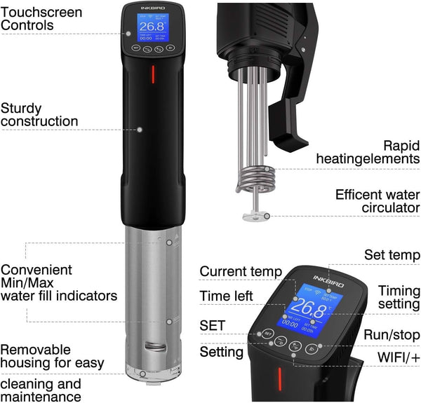 NKBIRD WIFI Sous Vide Cooker ISV-100W, 1000 Watts Fast-Heating W/Free APP | Sous Vide Machine Immersion Circulator W/ 14 Free Preset Recipes , Thermal Immersion W/ Smart Timer, Calibration Function9