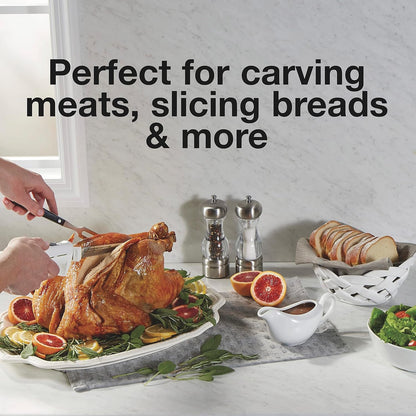 Easy Slice Electric Knife with Serrated Stainless Steel Blade | for Carving Meats, Bread, Crafting Foam & More | Lightweight with Ergonomic Grip | White | 74312J2