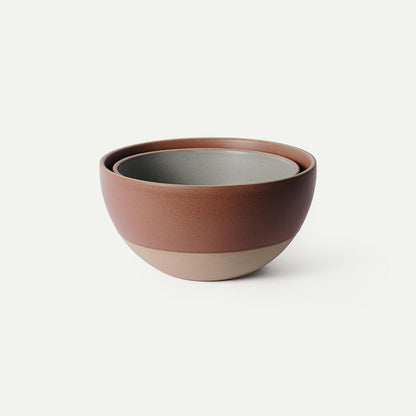 Mega and Giant Bowls Set of 2, 5.5 and 3.5 Qt Ceramic Pottery Mixing Bowls - Microwave and Dishwasher Safe - Terracotta & Peppercorn1