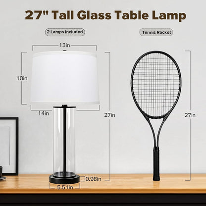 27"Glass Table Lamps Set of 2, Modern Bedside Lamps for Bedroom Living Room2