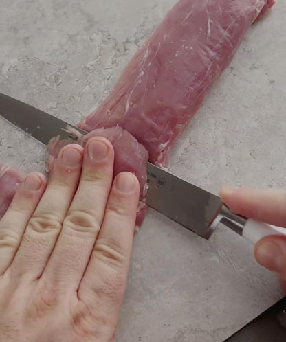 Forged Knife 8 Inch Nitrum Stainless Steel and 200 Mm Blade. Sharp Knife to Meat and Fish. Ergonomic Polyoxymethylene POM Handle. Series Riviera Blanc. Color White8