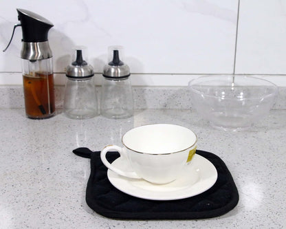 5 PCS Pot Holders for Kitchen, Cotton Potholers with Great Heat Resistance, Hot Pads, Trivets for Cooking and Baking Black5