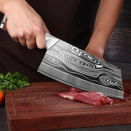 Meat Cleaver Knife, 7 Inch Chef'S Knife Meat Vegetable Butcher Knife High Carbon Stainless Steel Meat Cleaver Damascus Pattern Slicing Tool2