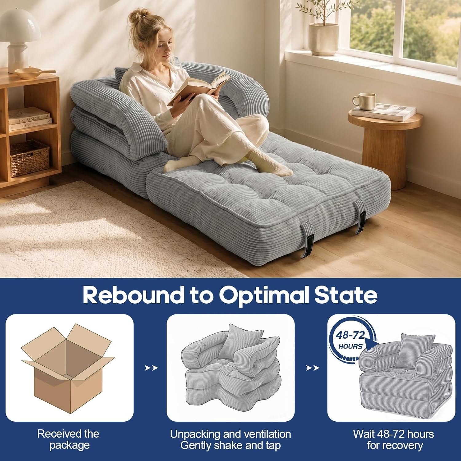 folding-sofa-bed-convertible-sleeper-chair-with-armrests-for-adults-foldable-corduroy-boneless-bed-3-in-1-portable-futon-couch-floor-sofa-with-pillow-for-bedroom-living-room-gray