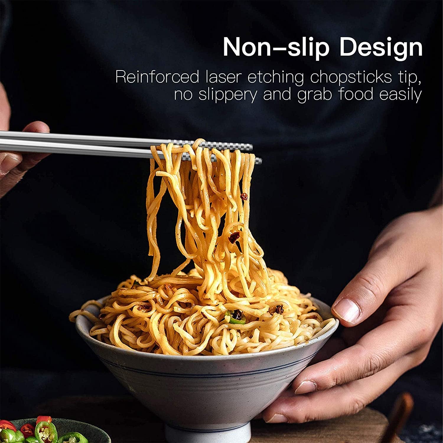metal-chopsticks-reusable-18-8-stainless-steel-chopsticks-multipack-dishwasher-safe-chop-sticks-cute-laser-engraved-non-slip-japanese-korean-chopstick-for-cooking-eating-9-1-4-inches-5-pairs-gift-set