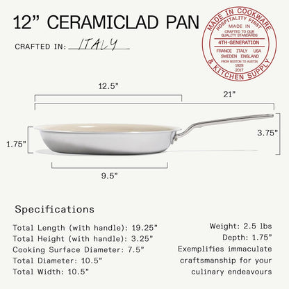 Made in Cookware - 3-Piece (Includes 8",10",12") Ceramiclad 2.0 Non Stick Frying Pan Set (Stainless Handle) - 5-Ply Stainless Clad with Stay-Cool Handle - Professional Cookware - Crafted in Italy5