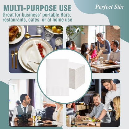 Bell Marque White Dinner Napkin-300 2-Ply White Dinner Napkins, 0.1" Height, 17" Width, 15" Length (Pack of 300)7