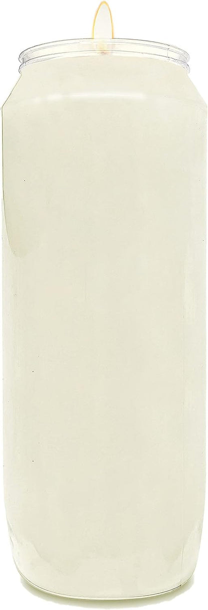 9 Day Prayer Candles 7 Inch Tall Pillar Candles for Religious, Memorial, Party Decor, Vigil and Emergency Use - Vegetable Oil Wax in Plastic Jar Container, White (Pack of 10)6