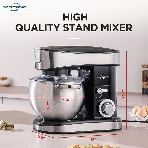 3-IN-1 Stand Mixer 6.3Qt 6-Speed 400W Pulse Black | Household Food Mixer with Pulse,Dough Hook,Beater,Whisk, Electric Kitchen Mixer for Bread,Cake and Most Home Baking Needs2