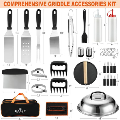 38PCS Griddle Accessories Kit, Professional Grill Tools Set for Outdoor Barbecue, Stainless Steel Griddle Spatula Set with Tongs, Smash Burger Press, Carry Bag, Perfect Grilling Gifts2