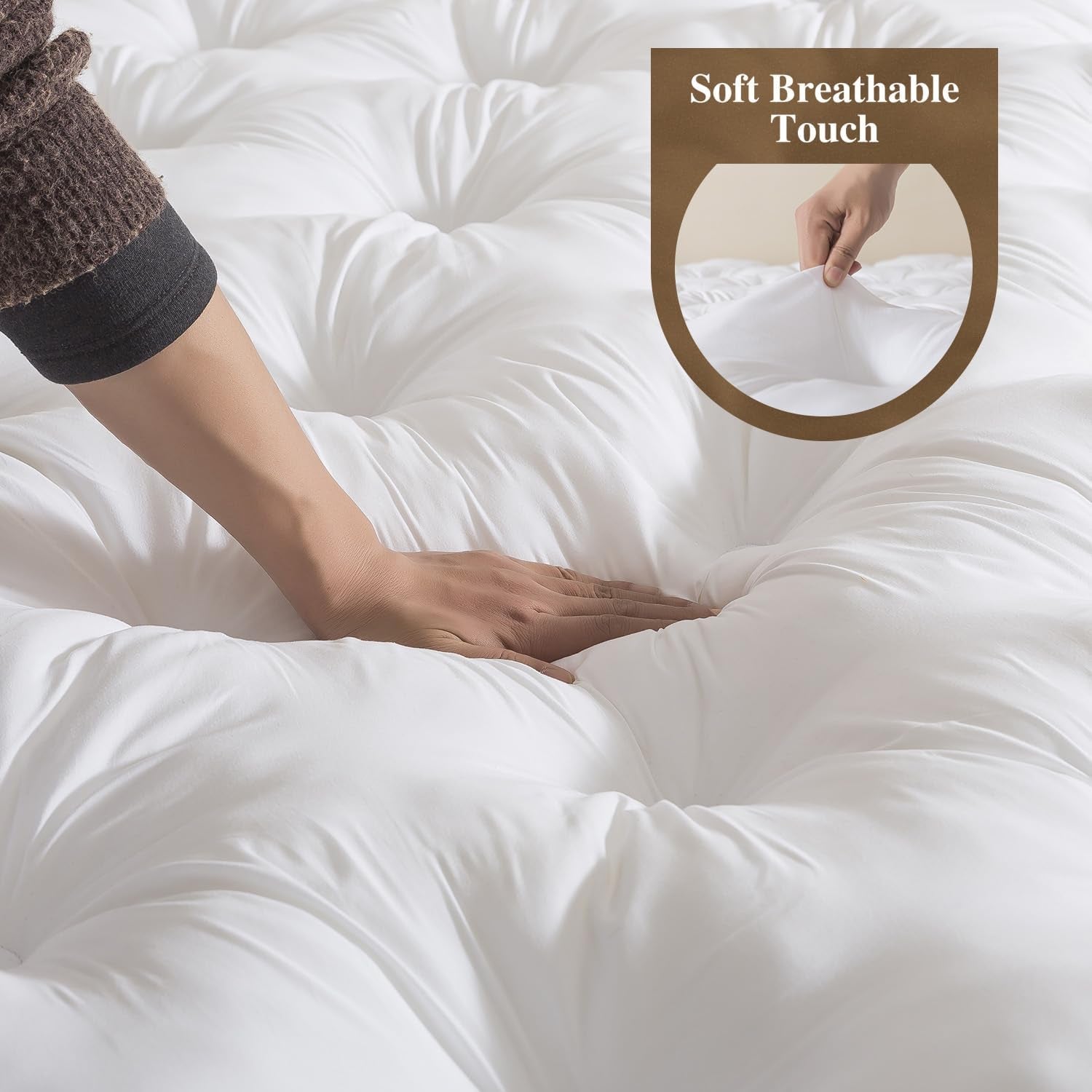 5-inch-memory-foam-mattress-topper-queen-60x80-deep-pocket-2000gsm-fluffy-shredded-memory-foam-filled-extra-soft-pillow-top-for-back-pain-relief-thick-supportive-bed-topper