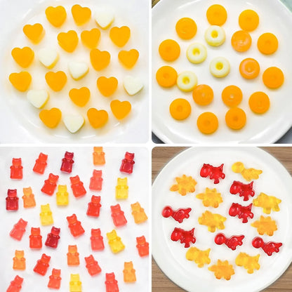 Gummy Bear Candy Molds, Mini Silicone Molds, 4-Pack with 2 Droppers | Food-Grade, Bpa-Free & Non-Stick, Featuring Heart, Dinosaur, Bear & Donut Shapes for Gummies, Candy & Fruit Snacks5