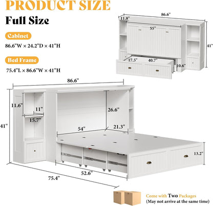 Full Size Murphy Bed with Bedside Tables & Charging Station2