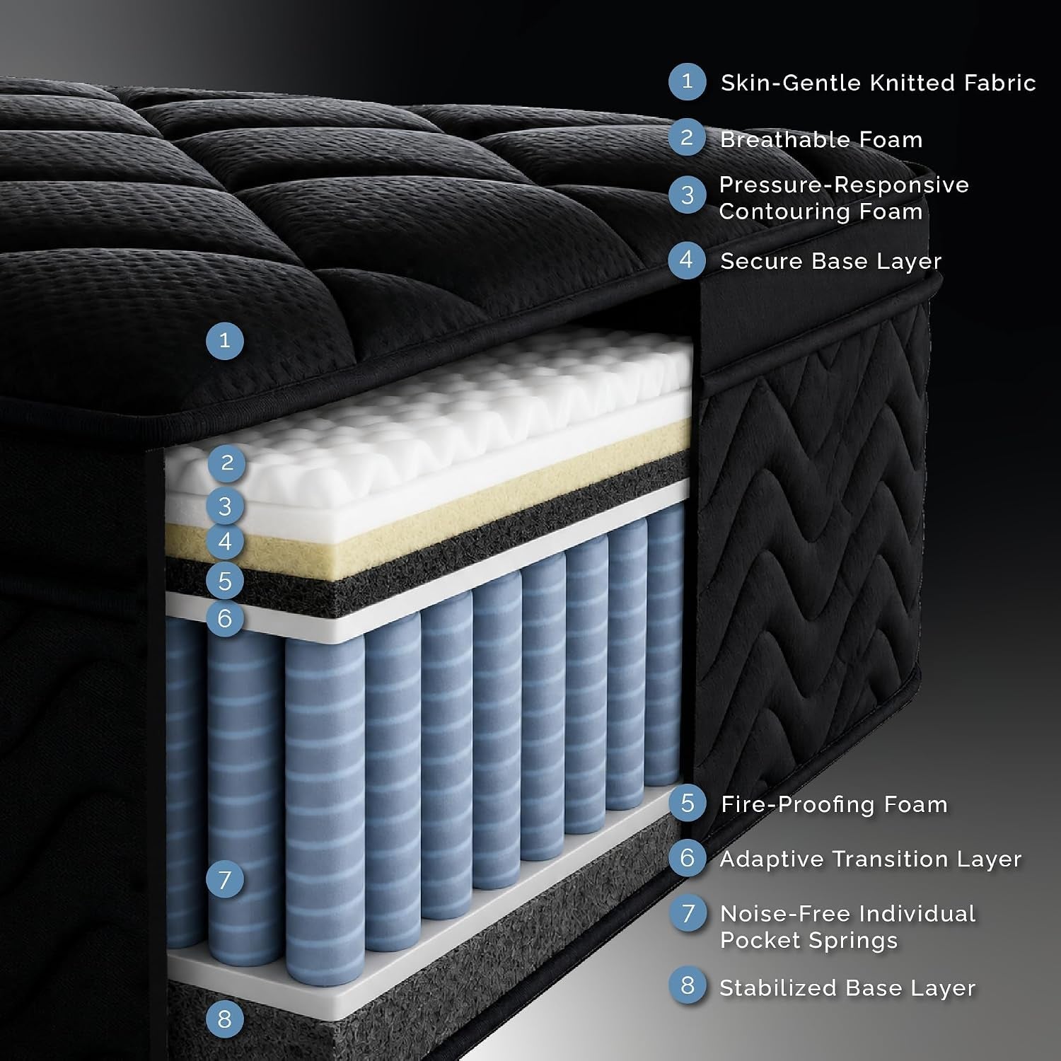 premium-12-inch-king-mattress-black-diamond-quilted-individual-pocket-spring-memory-foam-top-cooling-pressure-relief-bed-in-a-box