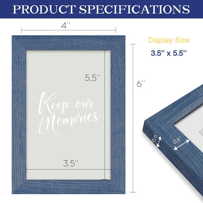 4X6 Inch Picture Frame, Blue Simple Photo Frame for Decorative Artwork, Suitable for Tabletop, Desk, Bookshelf and Wall Display, Photo Gallery Decor2
