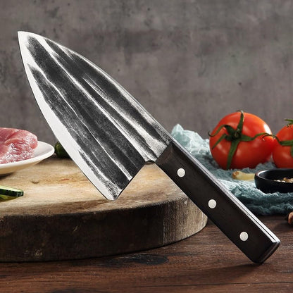 Meat Cleaver, 7.3 Inch Forged Butcher Knives with Wood Handle Slicing Chopping Meat Cutter Handmade Household Carving Knife7