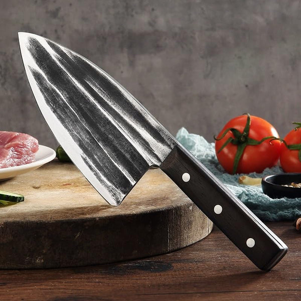 Meat Cleaver, 7.3 Inch Forged Butcher Knives with Wood Handle Slicing Chopping Meat Cutter Handmade Household Carving Knife7