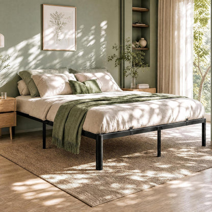 Queen Bed Frame, 18 Inch Heavy Duty Steel Platform, Noise-Free4