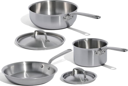 Made in Cookware - 5 Pc Stainless Steel Cookware Set - 5 Ply Clad - Includes Stainless Steel Frying Pan, Saucepan and Saucier with Lid - Professional Cookware - Crafted in Italy1