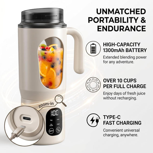 Portable Blender 20Oz Personal Electric Juicer Cup with 12 Blades Auto Cleaning，Rechargeable Travel Blender for Smoothies, Shakes, Salsa, Ice Crushing & Frozen Drinks,With Lid for Direct Drinking4