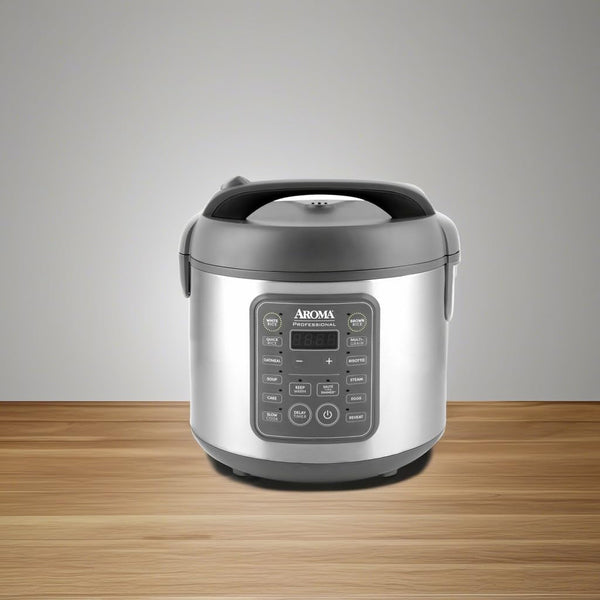 Professional Digital Rice Cooker, 10-Cup (Uncooked) / 20-Cup (Cooked), Multicooker, Slow Cooker, Steamer, Oatmeal Cooker, Egg Cooker, STS, 5 Qt, Gray, ARC-5200SG5