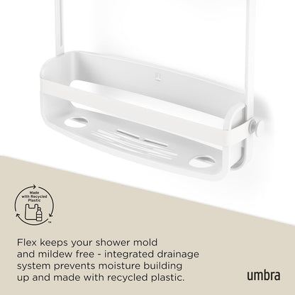 Flex Shower Caddy, Hanging 2 Shelves Bathroom Organizer, White6