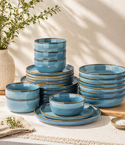 Dinnerware Sets for 8, 24 Pieces Ceramic Plates and Bowls Set8