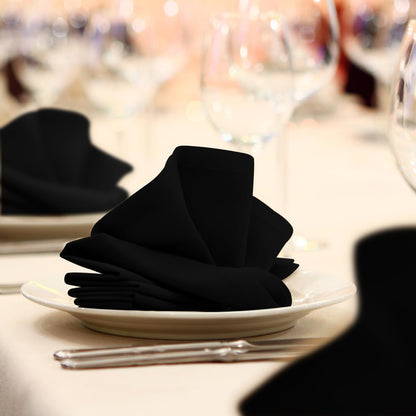 Black Cloth Napkins Bulk (Pack of 24) - 100% Polyester Dinner Linen Napkins Cloth Washable & Reusable - Durable with Hemmed Edges - Ideal for Parties and Weddings (17X17 Inches)3