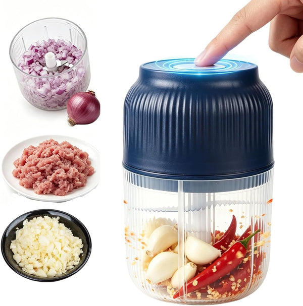 Electric Garlic Chopper, 2026 New Mini Food Processor & Food Chopper for Kitchen, Portable Cordless Garlic Mincer, Onion, Ginger, Chili(350Ml Blue)1