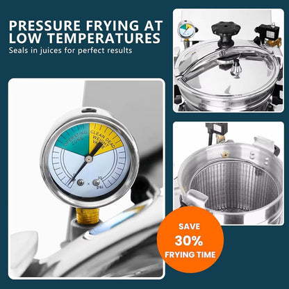 3000W Stainless Steel Electric Pressure Fryer for Chicken Wings & Fries - High-Efficiency Tabletop Cooking Machine for Restaurants & Home Kitchens5