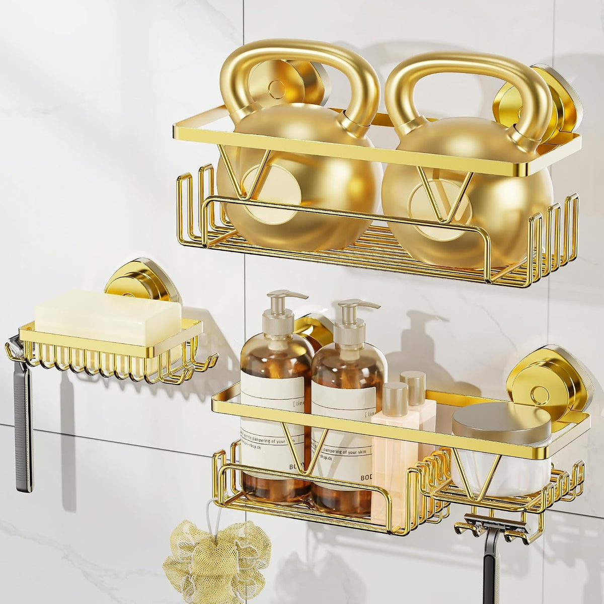 suction-cup-shower-caddy-organizer-with-soap-holder-and-hooks-gold
