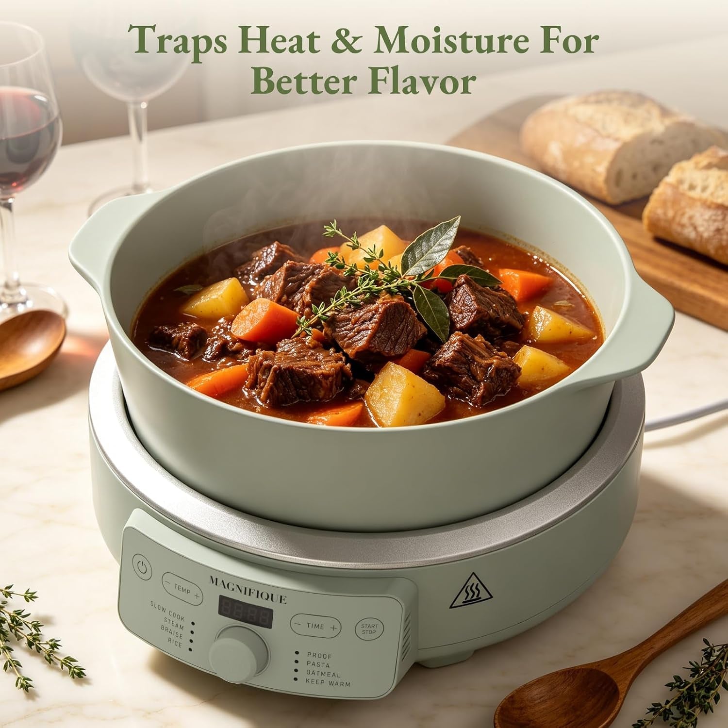 4-5-quart-slow-cooker-8-in-1-casserole-programmable-round-multi-cooker-non-toxic-clay-pot-slow-cooker-for-rice-pasta-steam-proof-oven-safe-pot-to-500-f-olive