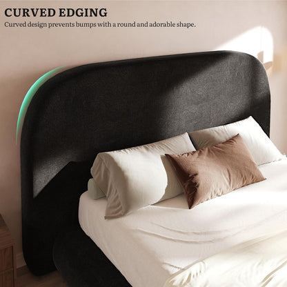 Queen Size Bed Frame, Curved Arched Soft Cloud Bed with Headboard6